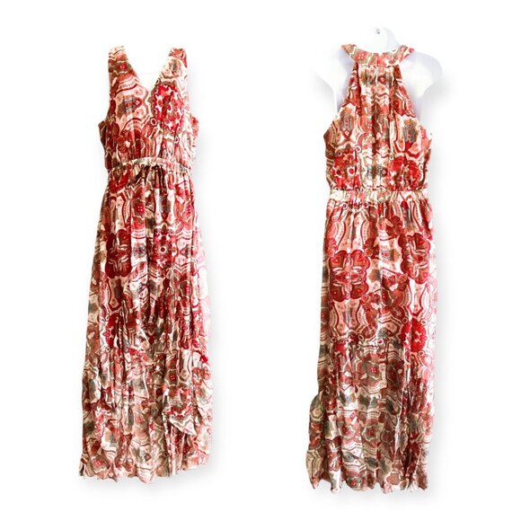 Ramy Brook Savanna High-Low Maxi Dress Red Print Silk Blend M NWT - Picture 3 of 14